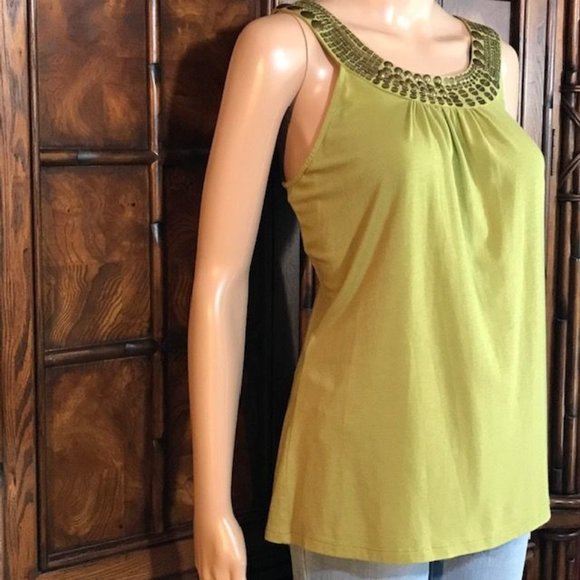 Anne Klein Roman Citrine Matte Bronze Sequin Pima Cotton/Modal Swing Tank - Picture 9 of 11
